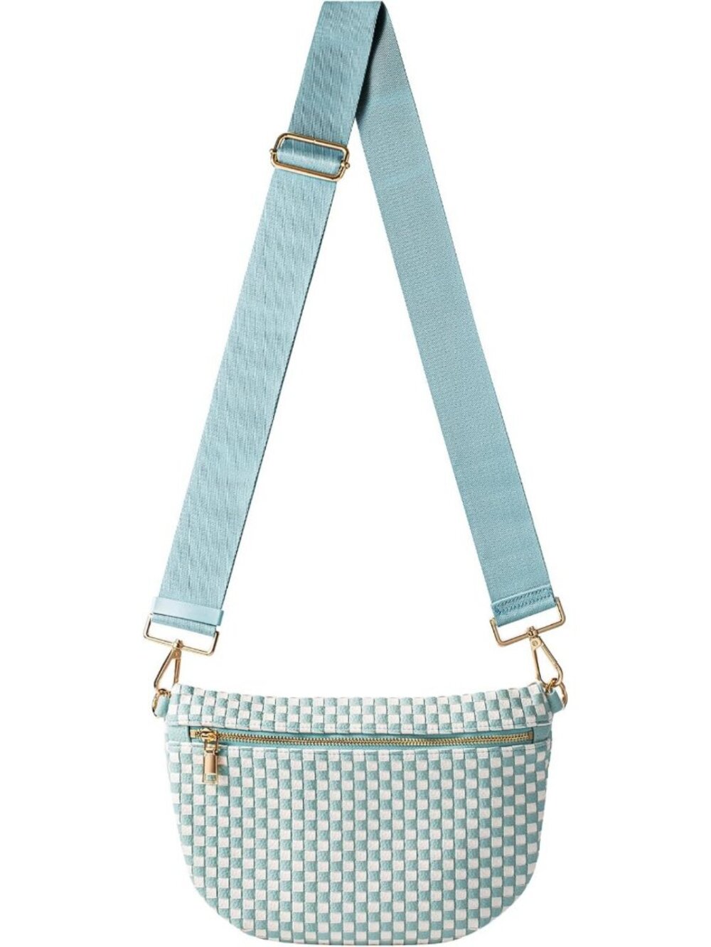 Checkered Woven Crossbody Bag, Adjustable Sling Purse for Travel & Festivals